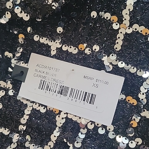 NWT ASTR The Label Carmen Sequin Strapless Mini Dress-Black/Silver - Picture 10 of 13
